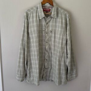 Simms Men's Plaid Shirt - Green Size XXL